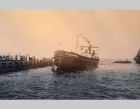 The oil barge afloat after its launch in 1928